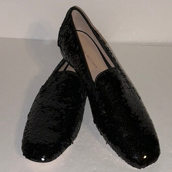 Stuart Weitzman Pipearky Sequined Loafers 7.5
